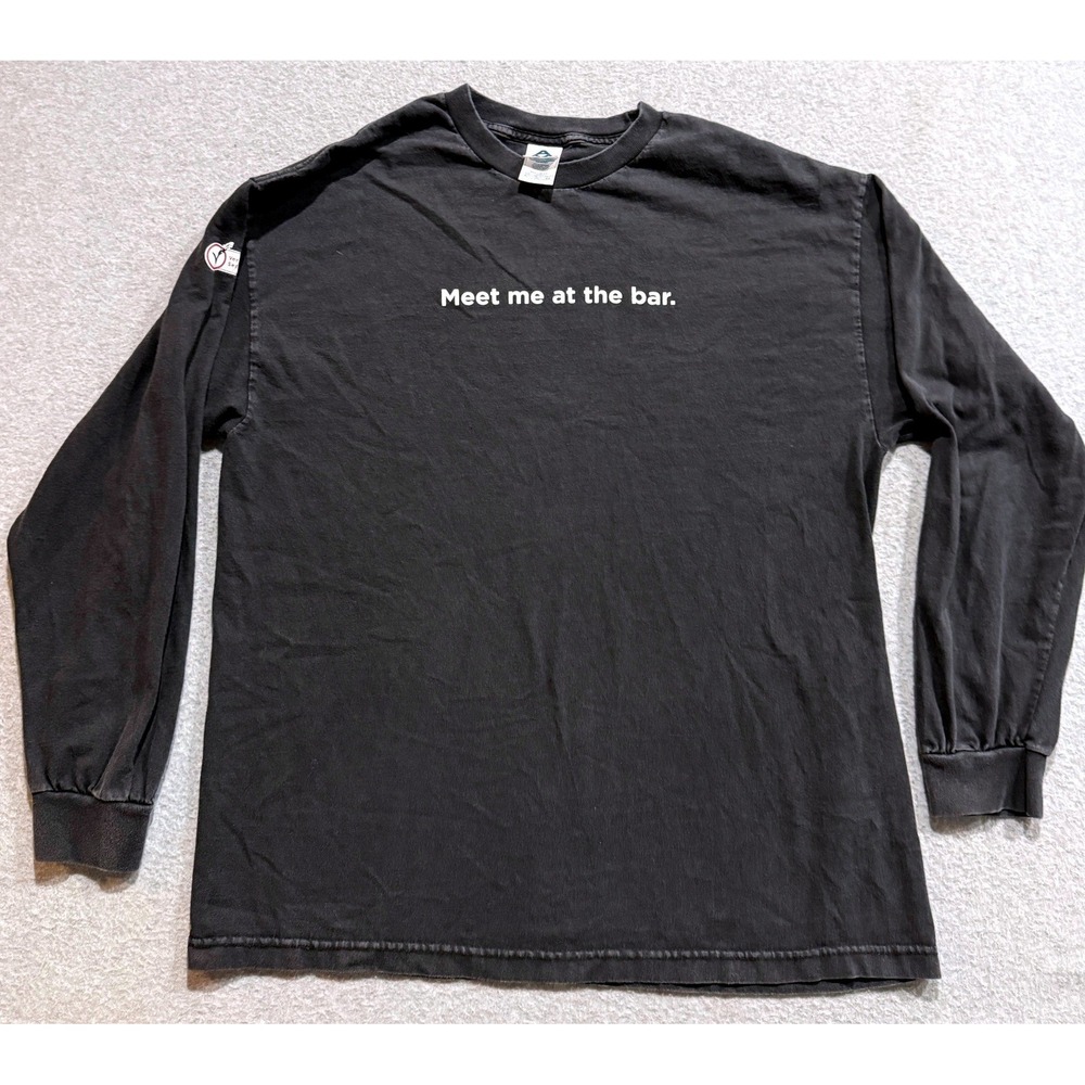 Y2K Long Sleeve Shirt Black Meet Me At The Bar Verisign XL Mens - Picture 2 of 12